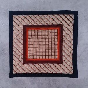 Vintage Striped Silk Square Scarf – Brown, Black & Tan – 25”